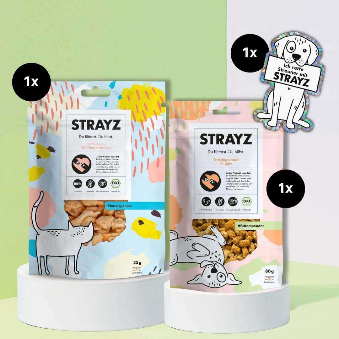 Bio Leckerlis für Hunde ohne Zucker von STRAYZ im Probierpaket