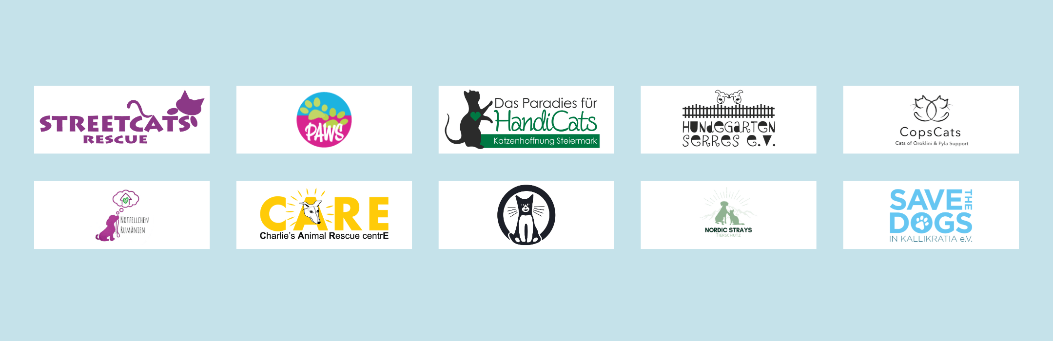Diese Tierschutzorganisationen werden durch STRAYZ Bio Katzenfutter und Bio Hundefutter unterstützt.