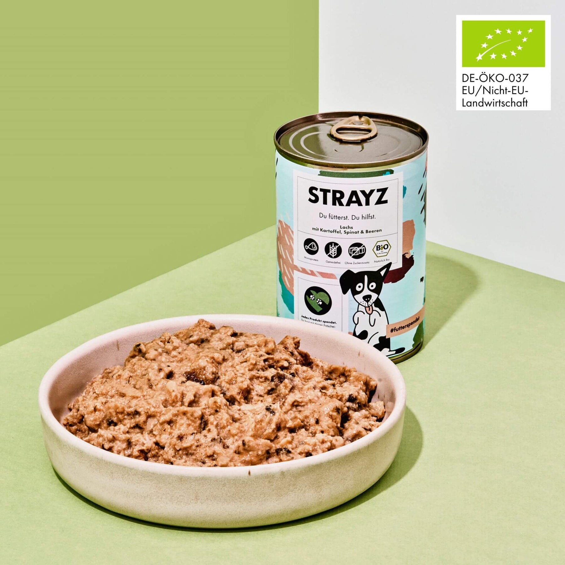 Bio Nassfutter für Hunde von STRAYZ. Monoprotein, ohne Getreide und Zucker.