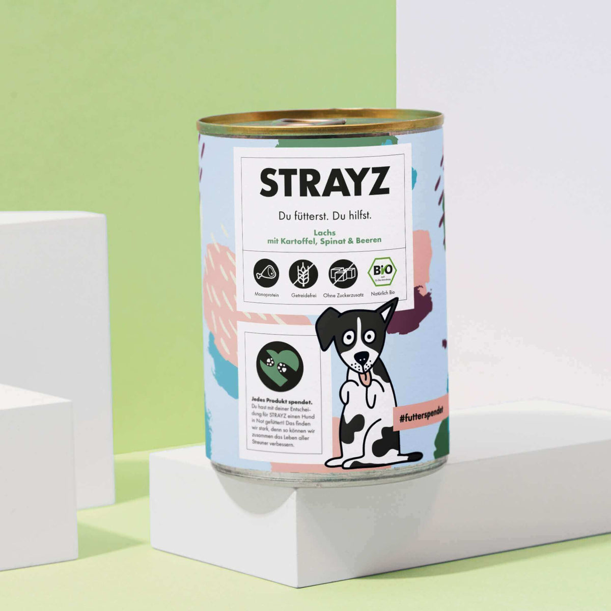 Bio Nassfutter für Hunde von STRAYZ. Monoprotein, ohne Getreide und Zucker.
