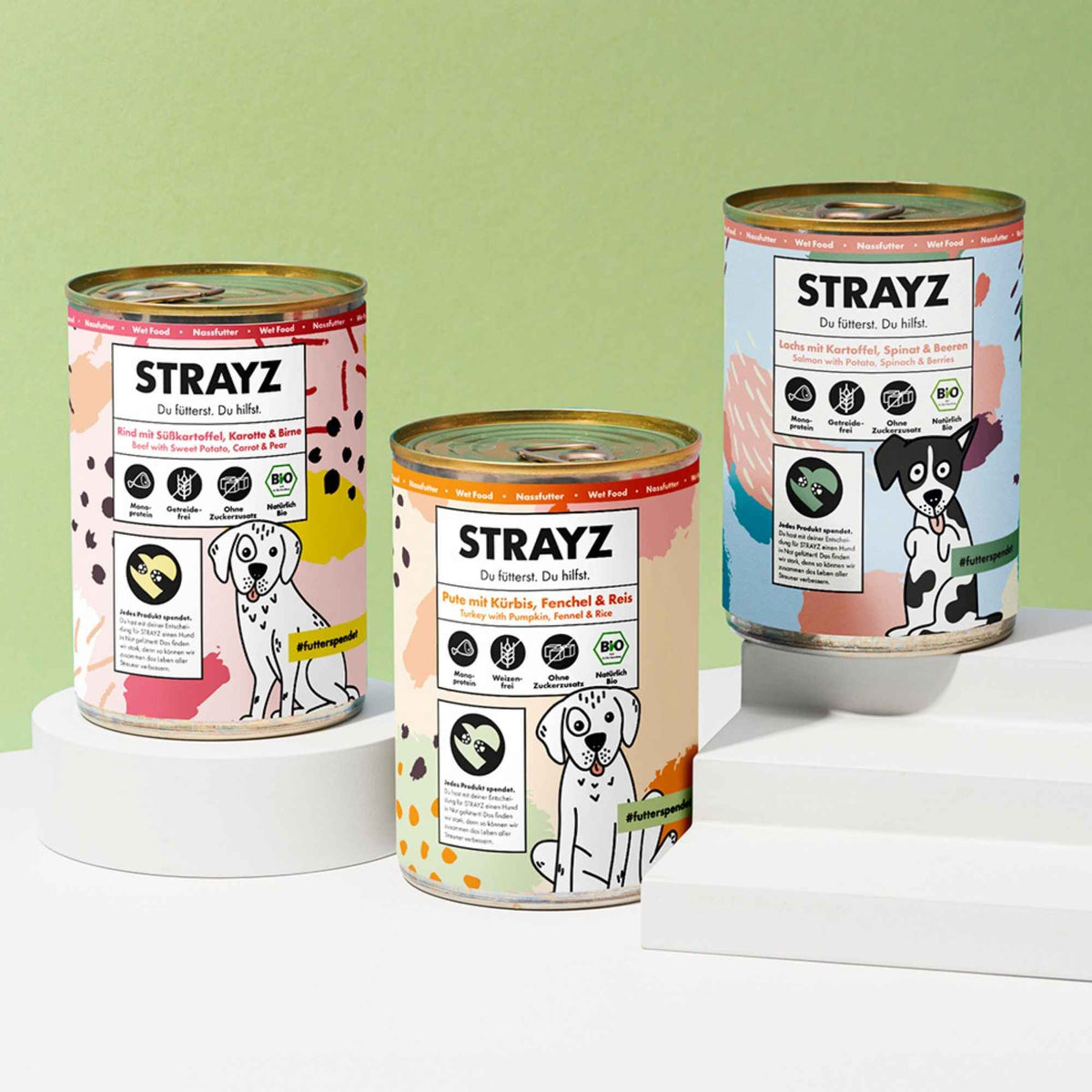 Nassfutter Probierpaket - Rind, Pute & Lachs