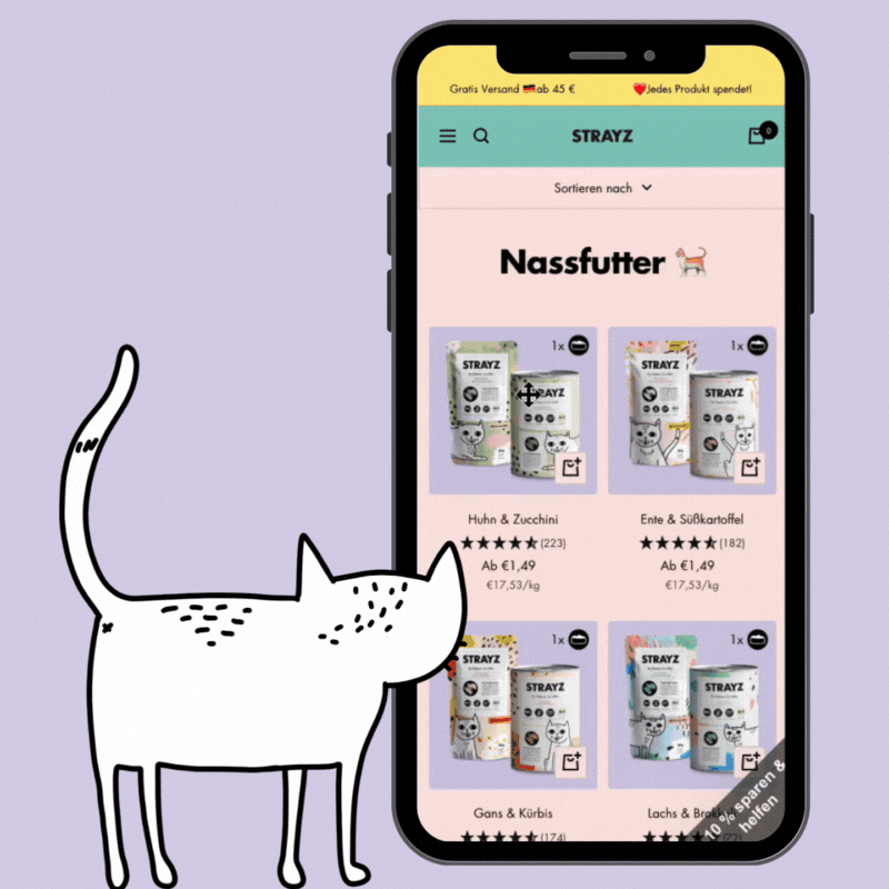 So einfach kannst du dein STRAYZ Bio Futter Abo zusammenstellen