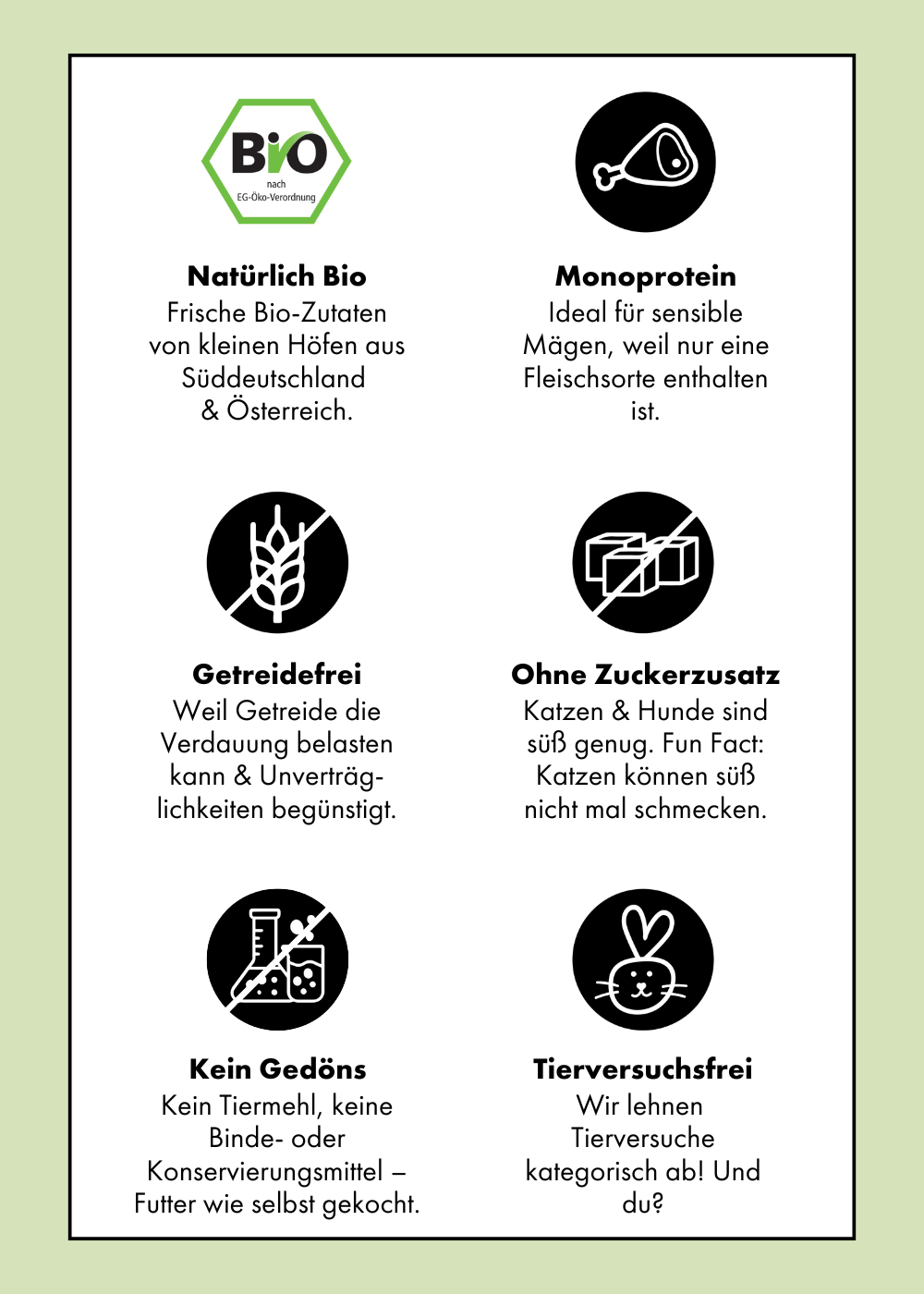 Das Katzenfutter und Hundefutter von STRAYZ ist Bio, Monoprotein, Glutenfrei, Ohne Zuckerzusatz, Ohne Bindemittel und Frei von Tierversuchen.