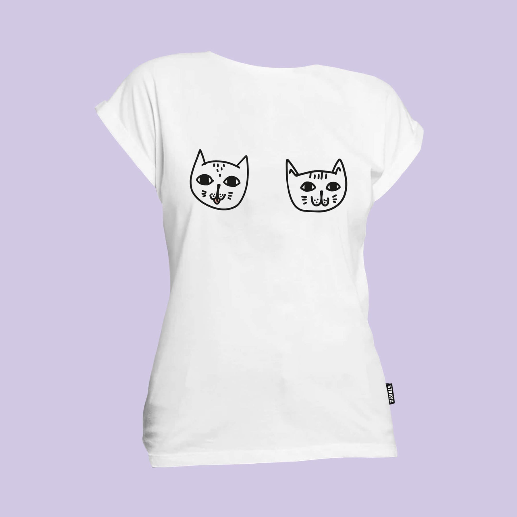 STRAYZ Katzen Tshirt in weiß "Miezheldin" von Vorne.