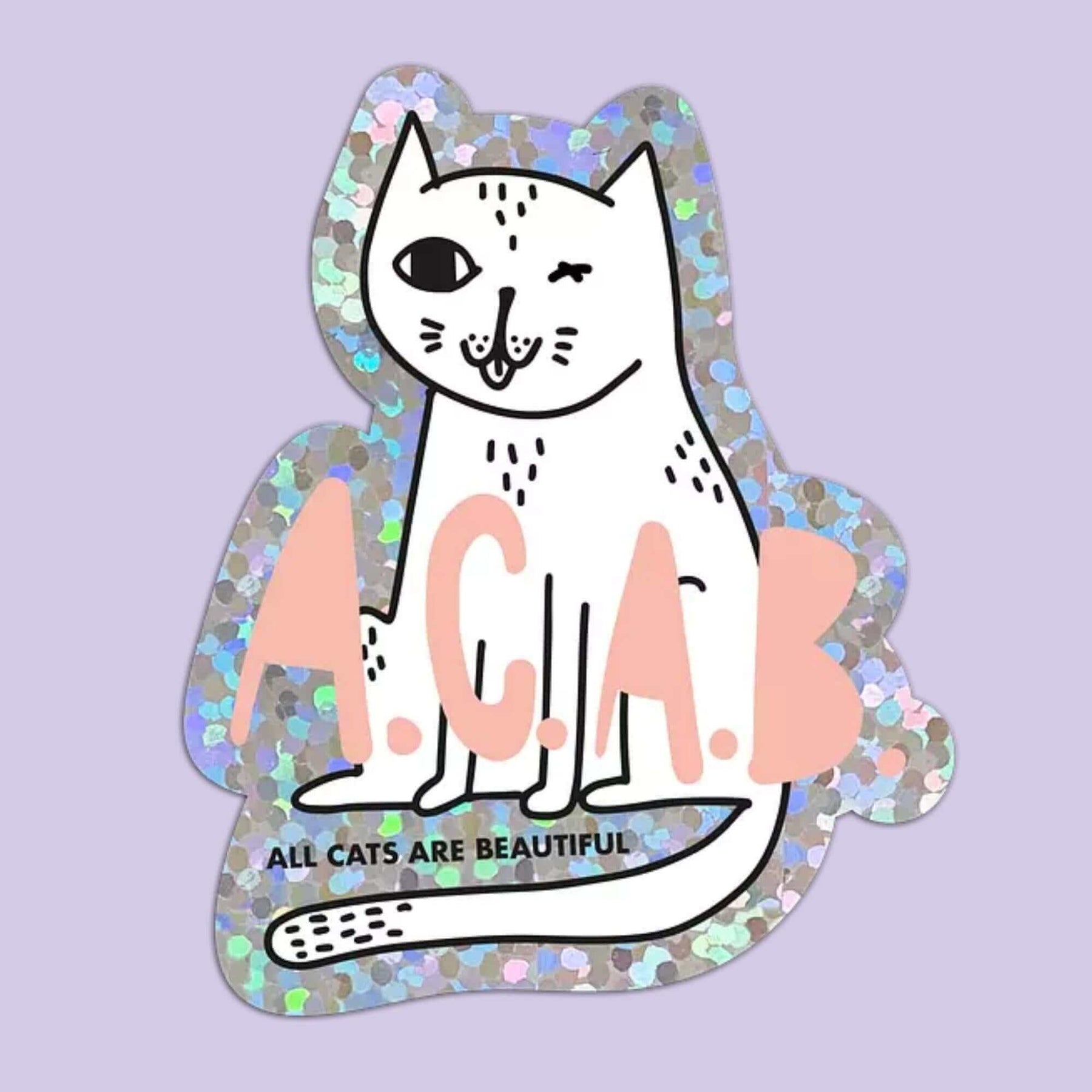 STRAYZ Katzen Glitzersticker ACAB "All Cats Are Beautiful".