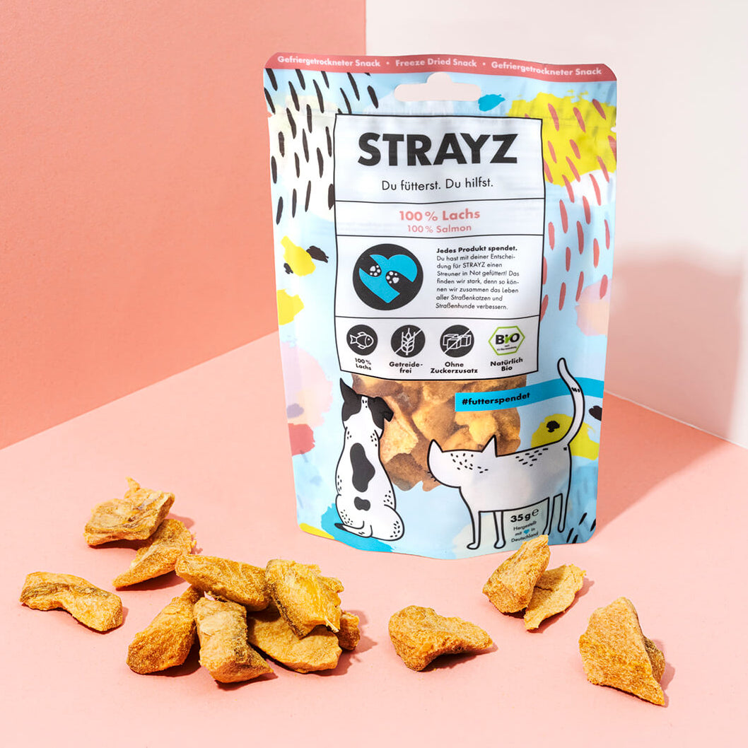Bio Lachs Leckerli für Katzen im Beutel