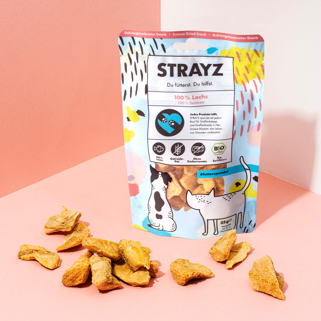 Bio Lachs Leckerli für Katzen im Beutel