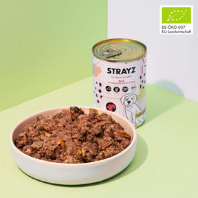 Bio Hundefutter mit Rind ohne Zucker und Getreide Rind von STRAYZ im Napf