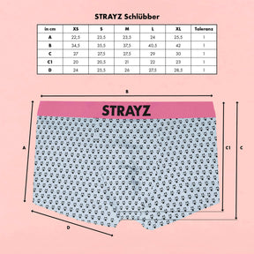 Größentabelle für die Boxershorts von STRAYZ