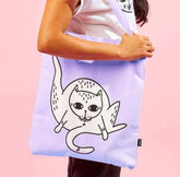 Stoffbeutel mit Katzenmotiv in Flieder