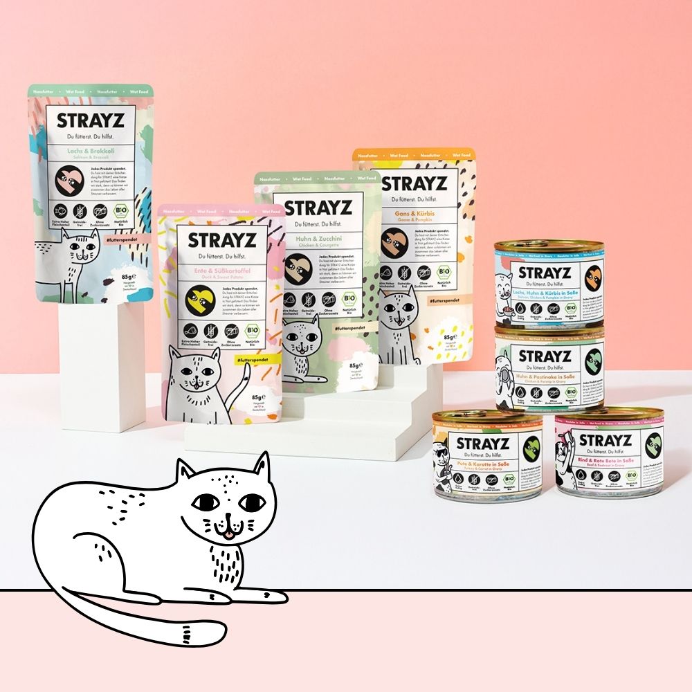 STRAYZ Bio Katzenfutter Nassfutter mit 95% Fleischanteil und Nassfutter in Soße