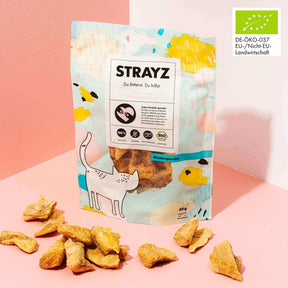 Gefriergetrockneter Lachs in Bio Qualität für Katzen und Hunde. Monoprotein. Für allergische Tiere geeignet. Kein Zucker und kein Getreide. 