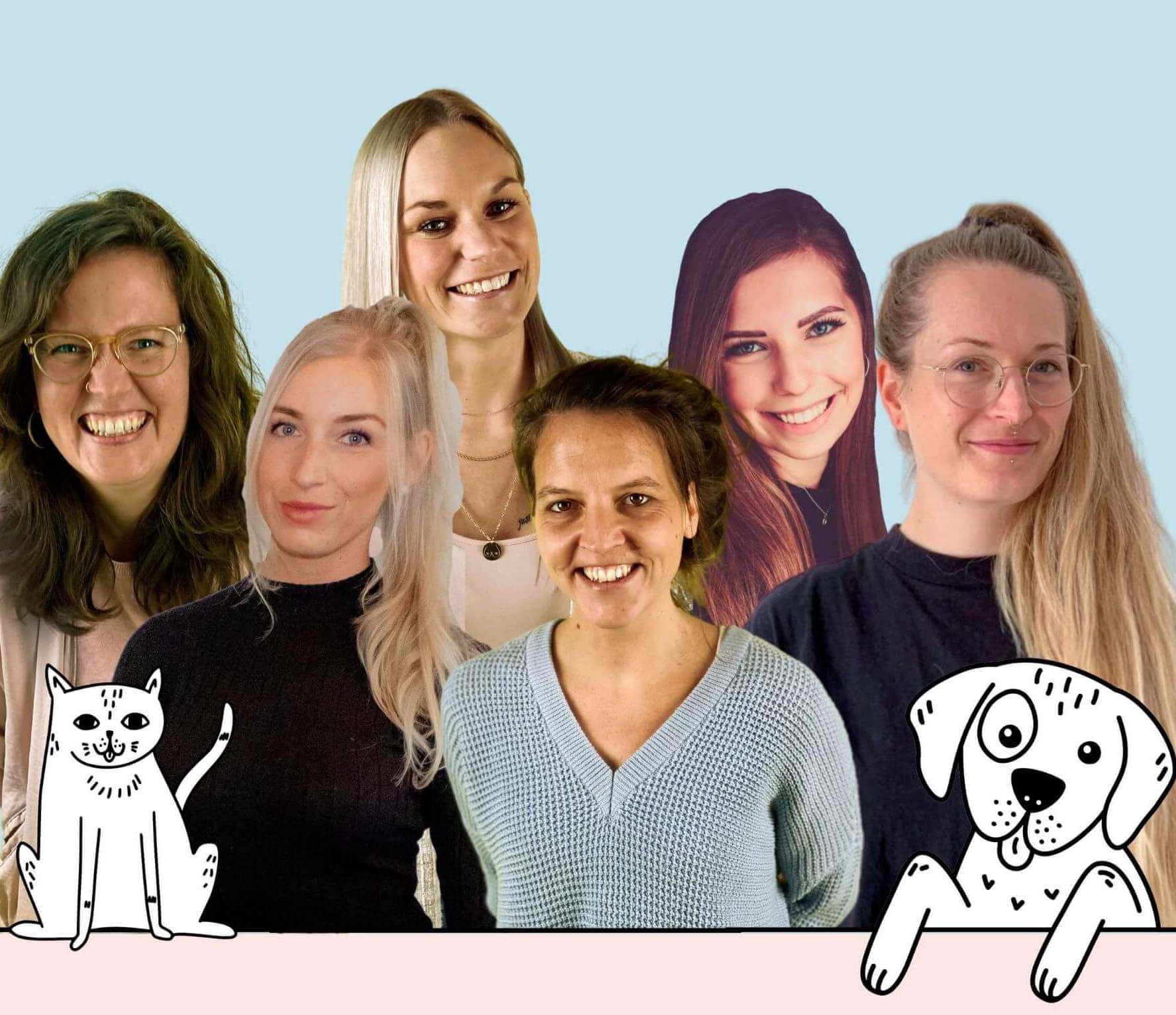 Auf diesem Bild ist das STRAYZ Team zu sehen. Hinter STRAYZ stehen acht Frauen, die täglich alles für den Tierschutz geben und durch ihr hochwertiges Katzenfutter und Hundefutter zeigen, dass Tiernahrung auch artgerecht und transparent geht. 
