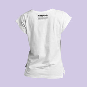 STRAYZ Katzen Tshirt in weiß "Miezheldin" von hinten.