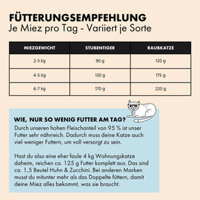 STRAYZ Bio Katzenfutter Fütterungsempfehlung Tabelle